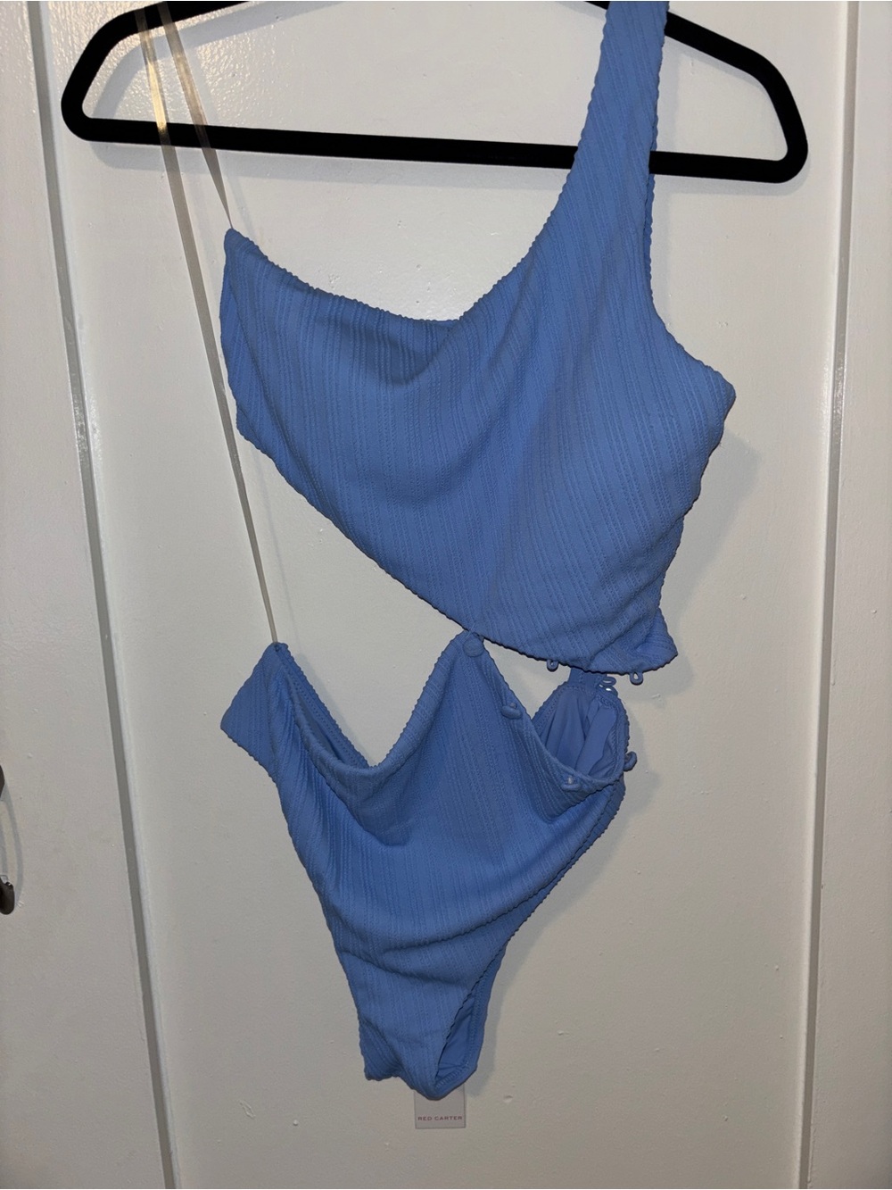 Red Carter One-Shoulder Cutout One-Piece Swimsuit in Light Blue M $168 BNWT - Picture 6 of 10
